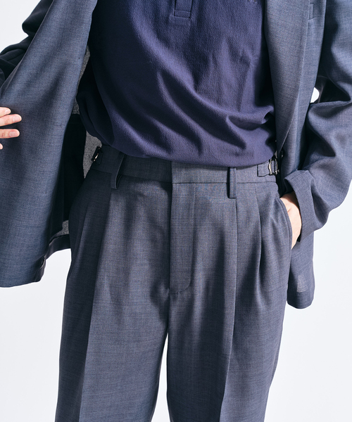 417 EDIFICE（フォーワンセブンエディフィス）の「【EVALET / エバレット】メッシュ 2タックパンツ "セットアップ着用可能"（スラックス・メンズ・グレー/チャコールグレー/ベージュ・LARGE/MEDIUM/SMALL）」の8枚目の写真