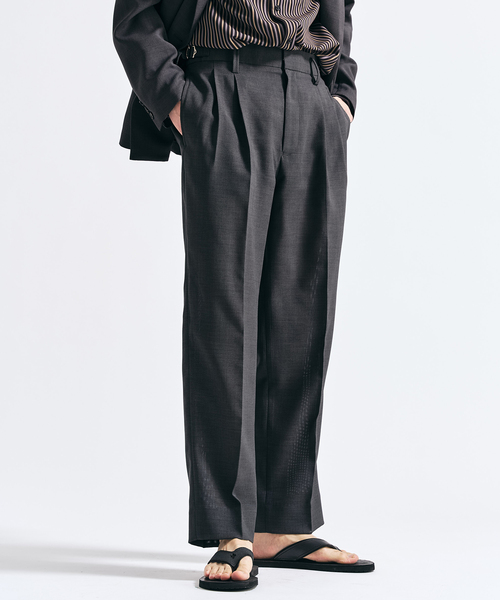 417 EDIFICE（フォーワンセブンエディフィス）の「【EVALET / エバレット】メッシュ 2タックパンツ "セットアップ着用可能"（スラックス・メンズ・グレー/チャコールグレー/ベージュ・LARGE/MEDIUM/SMALL）」の10枚目の写真