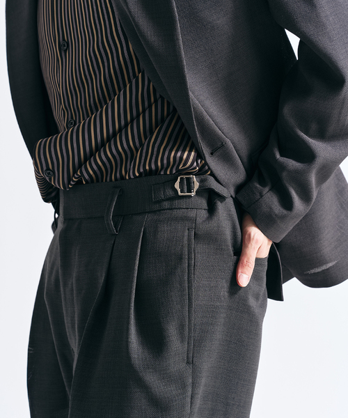 417 EDIFICE（フォーワンセブンエディフィス）の「【EVALET / エバレット】メッシュ 2タックパンツ "セットアップ着用可能"（スラックス・メンズ・グレー/チャコールグレー/ベージュ・LARGE/MEDIUM/SMALL）」の13枚目の写真