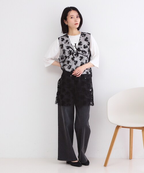 OPAQUE.CLIP（オペークドットクリップ）の「シアー刺繍チュニックブラウス【洗濯機OK】（シャツ/ブラウス・レディース・アイボリー/ブラック・00）」の16枚目の写真