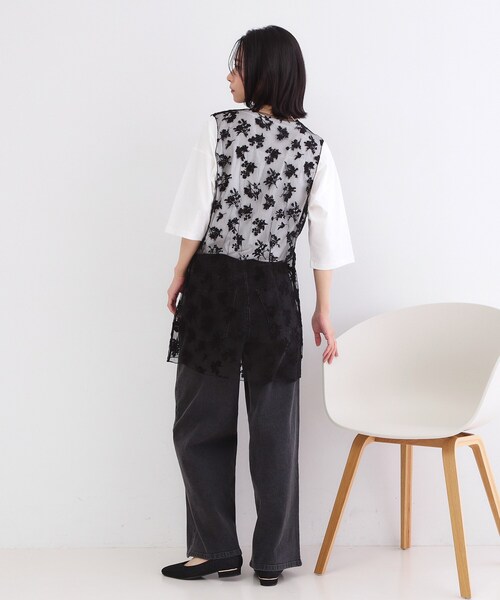 OPAQUE.CLIP（オペークドットクリップ）の「シアー刺繍チュニックブラウス【洗濯機OK】（シャツ/ブラウス・レディース・アイボリー/ブラック・00）」の3枚目の写真