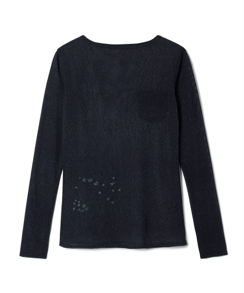 soduk（スドーク）の「【soduk】denim pocket mesh t-shirt（Tシャツ/カットソー・レディース・インディゴブルー/ブラック・ONE SIZE）」の2枚目の写真