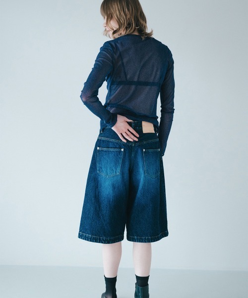 soduk（スドーク）の「【soduk】denim pocket mesh t-shirt（Tシャツ/カットソー・レディース・インディゴブルー/ブラック・ONE SIZE）」の5枚目の写真