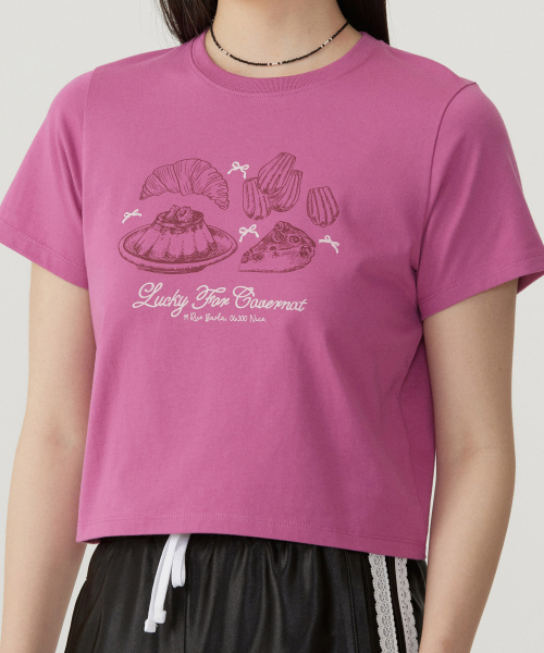 COVERNAT WOMAN(カバーナットウーマン)の「ウーマンクロップベーカリーTシャツマジェンタ(Tシャツ/カットソー・レディース・その他・WS/WM)」の7枚目の写真