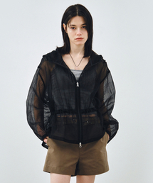 MONGDOL（モンドル）の「フレアフーディーウィンドブレーカー ブラック MDJP027BLACK（ナイロンジャケット）」