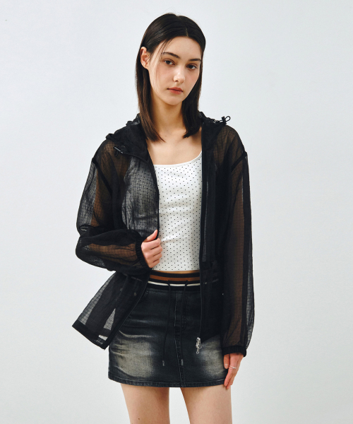 MONGDOL（モンドル）の「フレアフーディーウィンドブレーカー ブラック MDJP027BLACK（ナイロンジャケット・レディース・その他・F）」の5枚目の写真