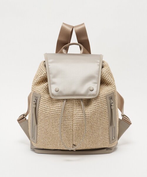 russet（ラシット）の「ナイロンラフィア×クラウズナイロンコンビリュックサック（バックパック/リュック・レディース・ブラック/アイボリー・FREE）」の3枚目の写真