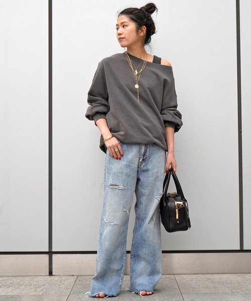 Attick by Johnbull（アティックバイジョンブル）の「【Attick by Johnbull】 archive WIDE DENIM（デニムパンツ・レディース・ライトブルー・38/36/34/40）」の2枚目の写真