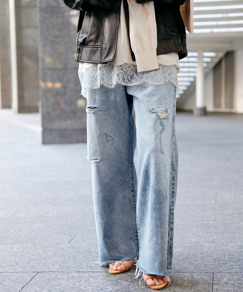 Attick by Johnbull（アティックバイジョンブル）の「【Attick by Johnbull】 archive WIDE DENIM（デニムパンツ・レディース・ライトブルー・38/36/34/40）」の8枚目の写真