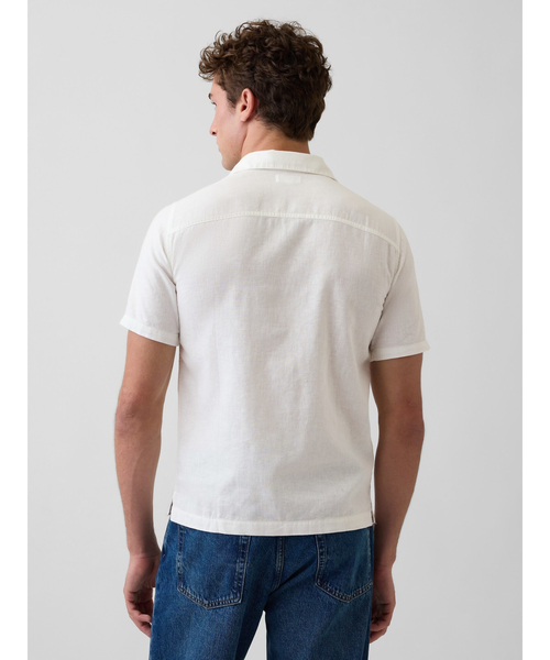 GAP(ギャップ)の「スタンダードフィット リネンブレンドバケーションシャツ(シャツ/ブラウス・メンズ・ブルー/オフホワイト・M/L/XS/XL/S)」の7枚目の写真