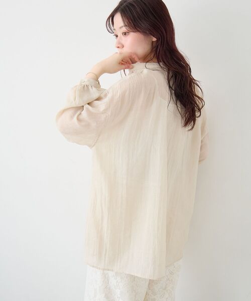 le.coeur blanc（ルクールブラン）の「《WEB限定アイテム》バンドカラーガーゼブラウス（シャツ/ブラウス・レディース・オフホワイト/ベージュ/グリーン/ネイビー・38）」の20枚目の写真