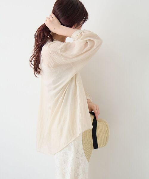 le.coeur blanc（ルクールブラン）の「《WEB限定アイテム》バンドカラーガーゼブラウス（シャツ/ブラウス・レディース・オフホワイト/ベージュ/グリーン/ネイビー・38）」の22枚目の写真