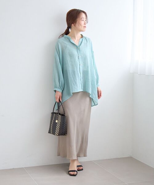 le.coeur blanc（ルクールブラン）の「《WEB限定アイテム》バンドカラーガーゼブラウス（シャツ/ブラウス・レディース・オフホワイト/ベージュ/グリーン/ネイビー・38）」の10枚目の写真