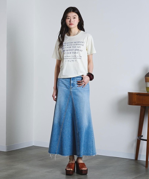 ROSE BUD（ローズバッド）の「(mag.by c)FLOCK PRINT LOGO TEE（Tシャツ/カットソー・レディース・ブラック/オフホワイト・ONE SIZE）」の7枚目の写真