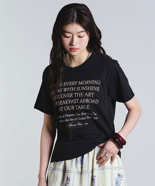 ROSE BUD（ローズバッド）の「(mag.by c)FLOCK PRINT LOGO TEE（Tシャツ/カットソー・レディース・ブラック/オフホワイト・ONE SIZE）」の13枚目の写真
