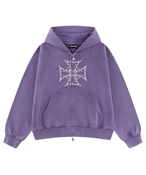 SUPPLIER(サプライヤー)の「SUPPLIER / サプライヤー IronCross Rhinestone Zip Hoodie(パーカー・メンズ・ブラック/パープル・LARGE/MEDIUM)」の2枚目の写真