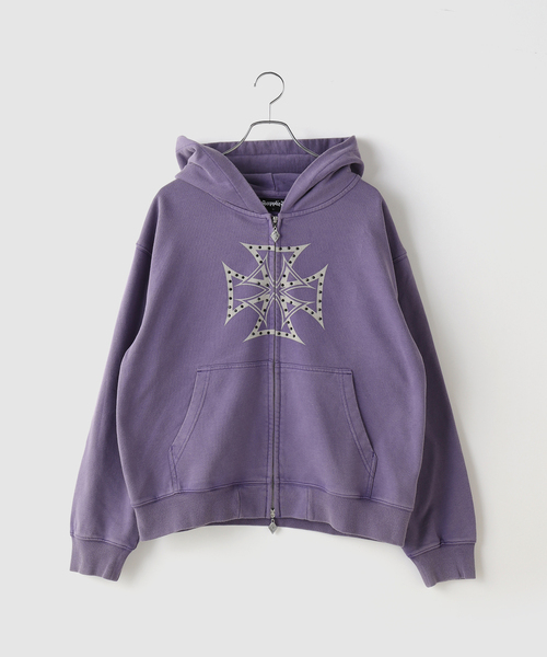 SUPPLIER(サプライヤー)の「SUPPLIER / サプライヤー IronCross Rhinestone Zip Hoodie(パーカー・メンズ・ブラック/パープル・LARGE/MEDIUM)」の3枚目の写真