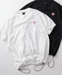SlashDate（スラッシュデイト）の「【85】別注 ワンポイント ハートロゴ刺繍 クルーネックTシャツ ドローコード ユニセックス レディース メンズ【Sサイズ~Lサイズ】（Tシャツ/カットソー）」