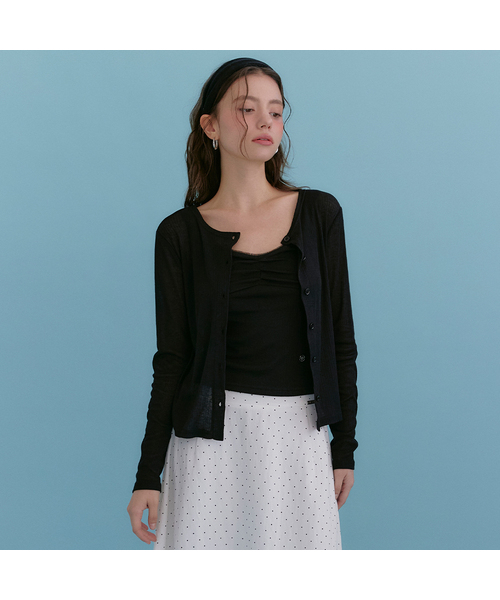 MICANE(ミケーネ)の「セリカーディガン-レースツイストスリーブレスセットアップ(Tシャツ/カットソー・レディース・ブラック/アイボリー/ライトグレー・SMALL/MEDIUM/LARGE/X-LARGE)」の3枚目の写真