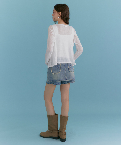 MICANE(ミケーネ)の「セリカーディガン-レースツイストスリーブレスセットアップ(Tシャツ/カットソー・レディース・ブラック/アイボリー/ライトグレー・SMALL/MEDIUM/LARGE/X-LARGE)」の7枚目の写真