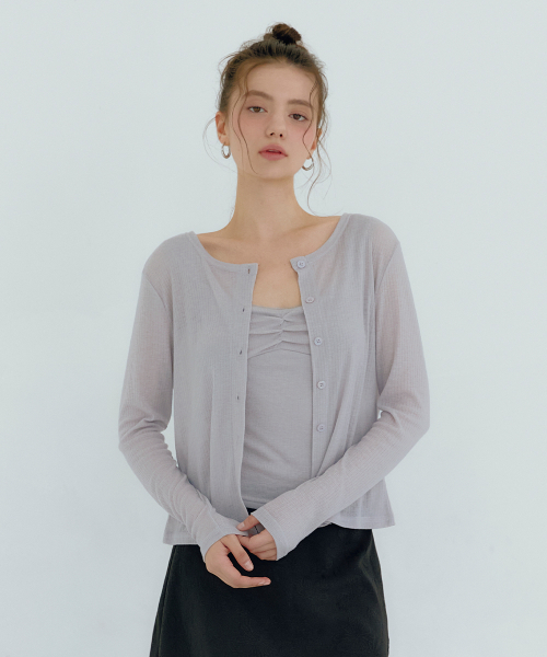 MICANE(ミケーネ)の「セリカーディガン-レースツイストスリーブレスセットアップ(Tシャツ/カットソー・レディース・ブラック/アイボリー/ライトグレー・SMALL/MEDIUM/LARGE/X-LARGE)」の8枚目の写真