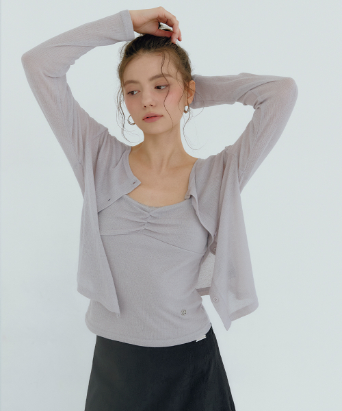 MICANE(ミケーネ)の「セリカーディガン-レースツイストスリーブレスセットアップ(Tシャツ/カットソー・レディース・ブラック/アイボリー/ライトグレー・SMALL/MEDIUM/LARGE/X-LARGE)」の10枚目の写真