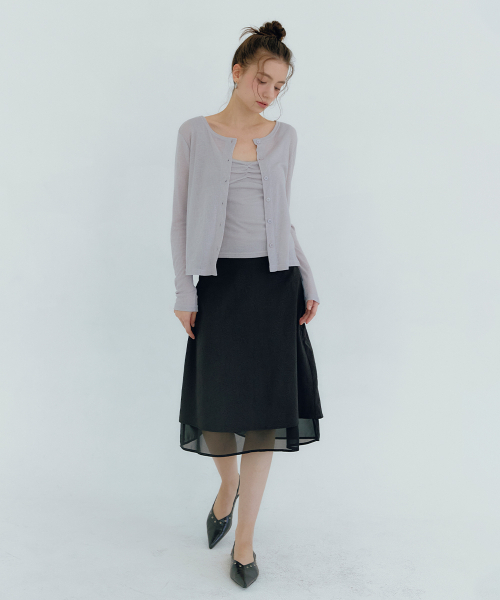 MICANE(ミケーネ)の「セリカーディガン-レースツイストスリーブレスセットアップ(Tシャツ/カットソー・レディース・ブラック/アイボリー/ライトグレー・SMALL/MEDIUM/LARGE/X-LARGE)」の11枚目の写真