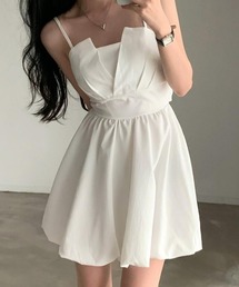 SEU | 1枚できれいめ満開。バックリボンバルーン ミニ キャミ ワンピース。 【オフィスカジュアル】【きれいめカジュアル】 レディース韓国風(ワンピース)