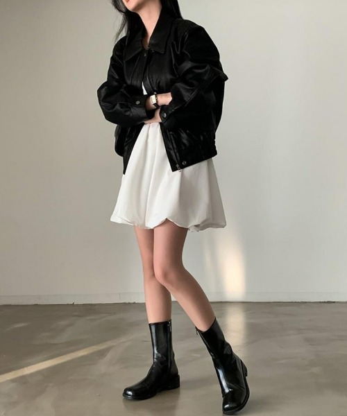 SEU（エスイーユー）の「1枚できれいめ満開。バックリボンバルーン ミニ キャミ ワンピース。 【オフィスカジュアル】【きれいめカジュアル】 レディース韓国風（ワンピース・レディース・ブラック/ホワイト・フリー）」の7枚目の写真