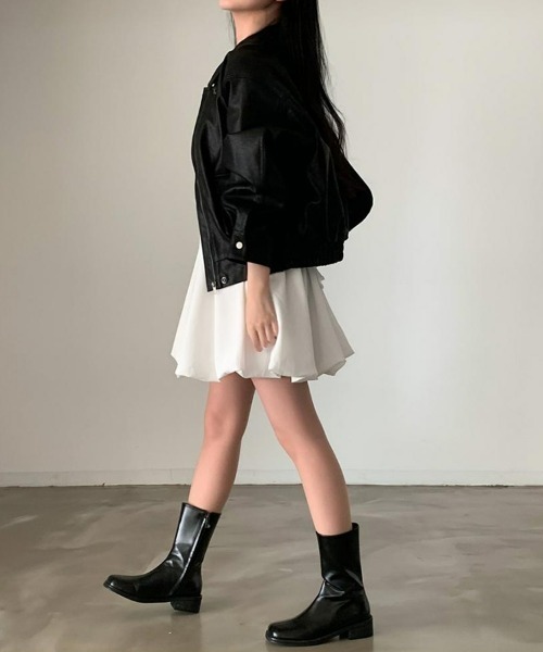 SEU（エスイーユー）の「1枚できれいめ満開。バックリボンバルーン ミニ キャミ ワンピース。 【オフィスカジュアル】【きれいめカジュアル】 レディース韓国風（ワンピース・レディース・ブラック/ホワイト・フリー）」の10枚目の写真