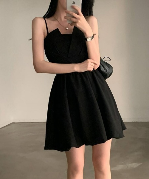 SEU（エスイーユー）の「1枚できれいめ満開。バックリボンバルーン ミニ キャミ ワンピース。 【オフィスカジュアル】【きれいめカジュアル】 レディース韓国風（ワンピース・レディース・ブラック/ホワイト・フリー）」の17枚目の写真