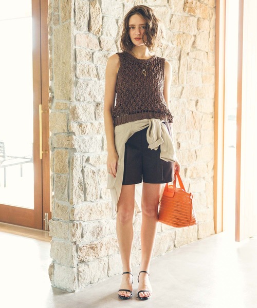 audrey and john wad（オードリーアンドジョンワッド）の「ヤーン透かし柄ノースリーブニット（ニット/セーター・レディース・ブラウン/アイボリー・FREE）」の4枚目の写真