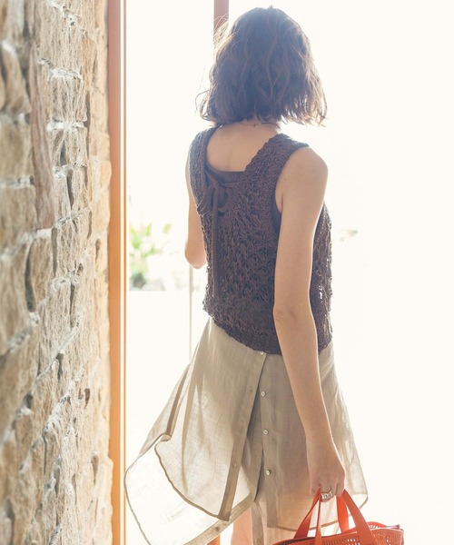 audrey and john wad（オードリーアンドジョンワッド）の「ヤーン透かし柄ノースリーブニット（ニット/セーター・レディース・ブラウン/アイボリー・FREE）」の13枚目の写真