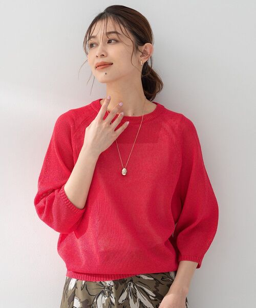 UNTITLED(アンタイトル)の「【洗える/ゆったり】クルーネックドライニット(ニット/セーター・レディース・ピンク系/ライトグレー/ブラック/オリーブ/カーキ/パープル/ピンク・00/48/44/04/02)」の7枚目の写真