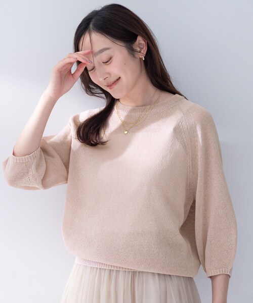 UNTITLED(アンタイトル)の「【洗える/ゆったり】クルーネックドライニット(ニット/セーター・レディース・ピンク系/ライトグレー/ブラック/オリーブ/カーキ/パープル/ピンク・00/48/44/04/02)」の6枚目の写真