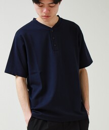【抗菌防臭】ポンチ素材 ヘンリーネックTシャツ