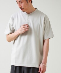 【抗菌防臭】ポンチ素材 ヘンリーネックTシャツ