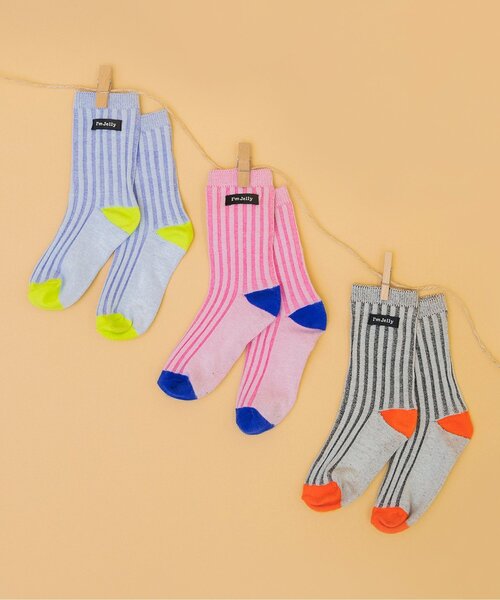 BREEZE（ブリーズ）の「I'm Jelly ネーム付ストライプソックス（ソックス/靴下・キッズ・ライトグレー/ピンク/サックスブルー・15 /18/21）」の9枚目の写真
