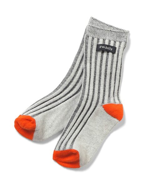 BREEZE（ブリーズ）の「I'm Jelly ネーム付ストライプソックス（ソックス/靴下・キッズ・ライトグレー/ピンク/サックスブルー・15 /18/21）」の8枚目の写真