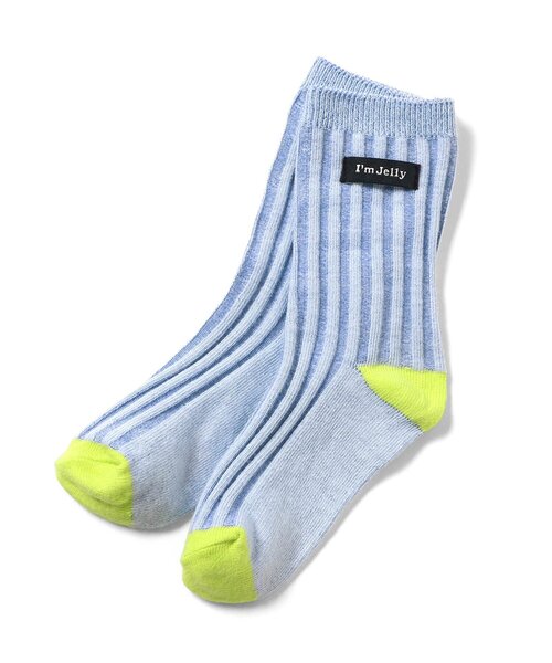 BREEZE（ブリーズ）の「I'm Jelly ネーム付ストライプソックス（ソックス/靴下・キッズ・ライトグレー/ピンク/サックスブルー・15 /18/21）」の6枚目の写真