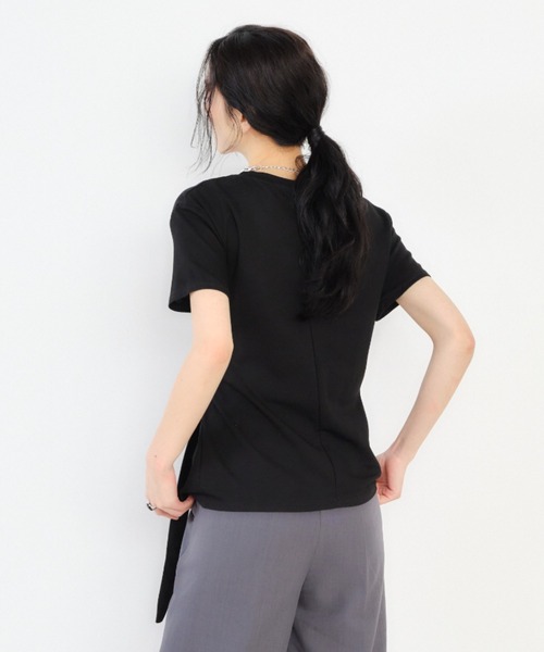 Shelly island(シェリーアイランド)の「フロントリボンTシャツ(Tシャツ/カットソー・レディース・ホワイト/ブラック・FREE)」の12枚目の写真