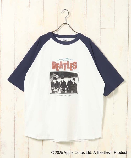 The Beatles(ザビートルズ)の「THE BEATLESツアーラグランTシャツ(Tシャツ/カットソー・レディース・ネイビー/ブラウン/オフホワイト・M/L)」の3枚目の写真