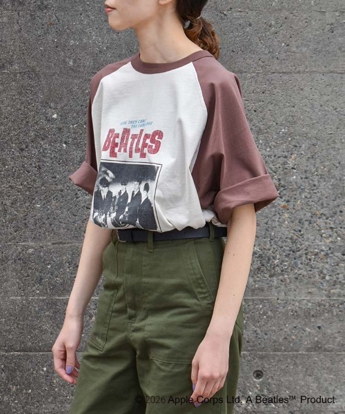 The Beatles(ザビートルズ)の「THE BEATLESツアーラグランTシャツ(Tシャツ/カットソー・レディース・ネイビー/ブラウン/オフホワイト・M/L)」の12枚目の写真