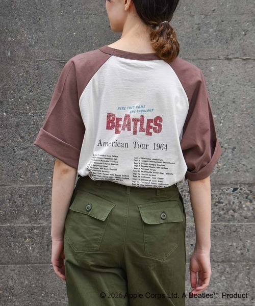 The Beatles(ザビートルズ)の「THE BEATLESツアーラグランTシャツ(Tシャツ/カットソー・レディース・ネイビー/ブラウン/オフホワイト・M/L)」の14枚目の写真