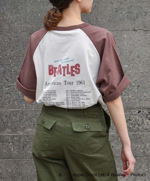 The Beatles(ザビートルズ)の「THE BEATLESツアーラグランTシャツ(Tシャツ/カットソー・レディース・ネイビー/ブラウン/オフホワイト・M/L)」の15枚目の写真