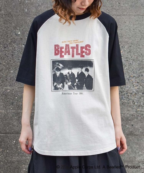 The Beatles(ザビートルズ)の「THE BEATLESツアーラグランTシャツ(Tシャツ/カットソー・レディース・ネイビー/ブラウン/オフホワイト・M/L)」の4枚目の写真