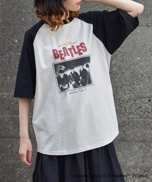 The Beatles(ザビートルズ)の「THE BEATLESツアーラグランTシャツ(Tシャツ/カットソー・レディース・ネイビー/ブラウン/オフホワイト・M/L)」の5枚目の写真