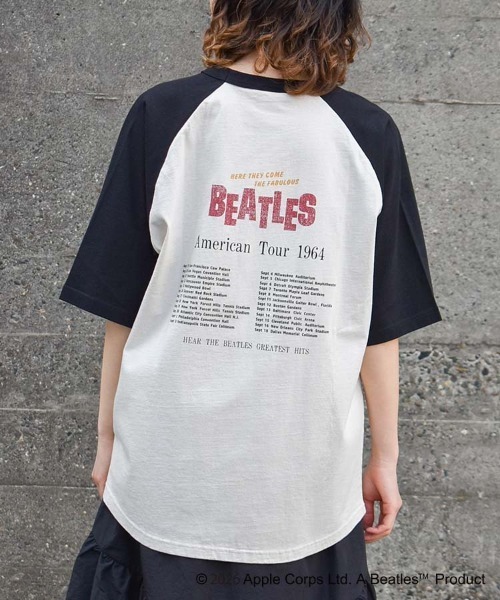 The Beatles(ザビートルズ)の「THE BEATLESツアーラグランTシャツ(Tシャツ/カットソー・レディース・ネイビー/ブラウン/オフホワイト・M/L)」の6枚目の写真