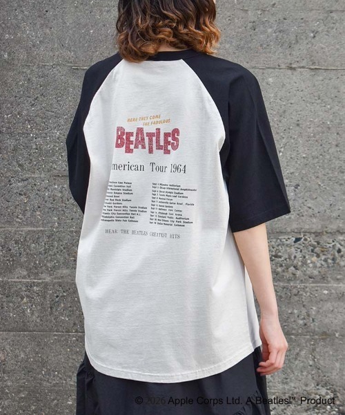 The Beatles(ザビートルズ)の「THE BEATLESツアーラグランTシャツ(Tシャツ/カットソー・レディース・ネイビー/ブラウン/オフホワイト・M/L)」の7枚目の写真