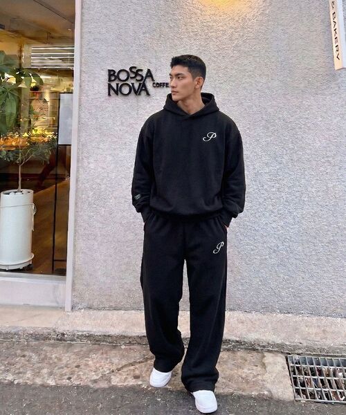 PHERMENON(フェルメノン)の「オーバーサイズPワイドスウェットパンツ - ブラック(スウェットパンツ・メンズ・ブラック・1/2)」の10枚目の写真